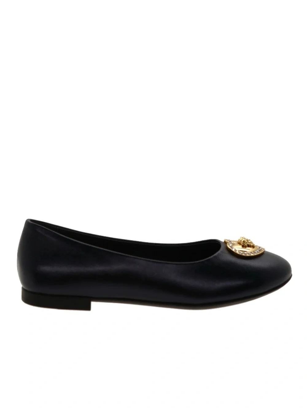 Versace Kids Medusa Girl Flat Ballerina Shoes Black Leather Size 31 / 13 US New